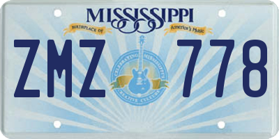 MS license plate ZMZ778