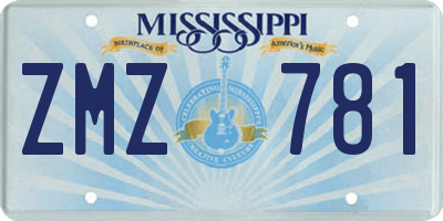MS license plate ZMZ781