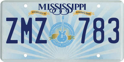 MS license plate ZMZ783