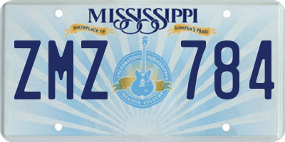 MS license plate ZMZ784