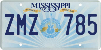 MS license plate ZMZ785