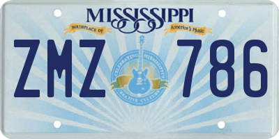 MS license plate ZMZ786
