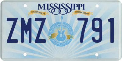 MS license plate ZMZ791