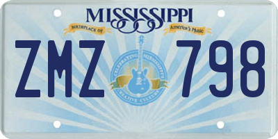 MS license plate ZMZ798