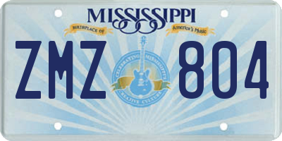 MS license plate ZMZ804