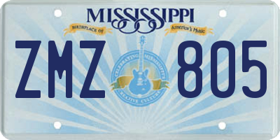 MS license plate ZMZ805