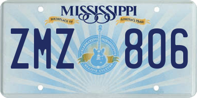 MS license plate ZMZ806