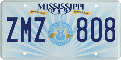 MS license plate ZMZ808