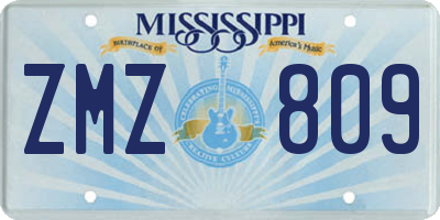 MS license plate ZMZ809