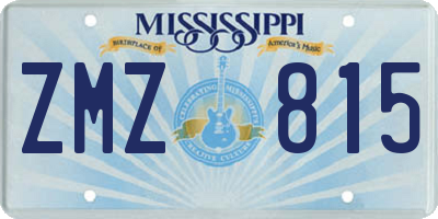 MS license plate ZMZ815