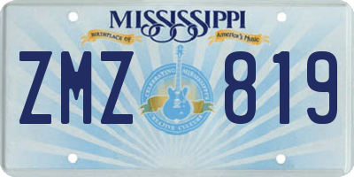 MS license plate ZMZ819