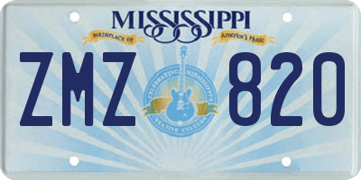 MS license plate ZMZ820
