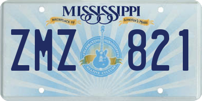 MS license plate ZMZ821