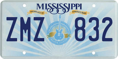MS license plate ZMZ832