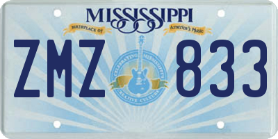 MS license plate ZMZ833