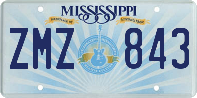 MS license plate ZMZ843