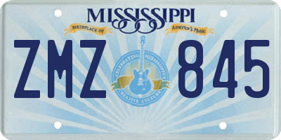 MS license plate ZMZ845