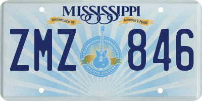MS license plate ZMZ846
