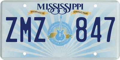 MS license plate ZMZ847