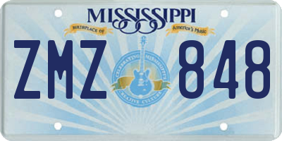 MS license plate ZMZ848
