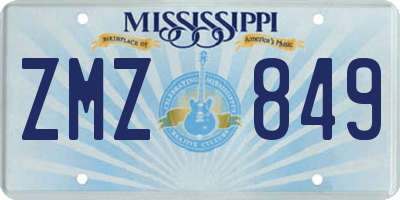 MS license plate ZMZ849