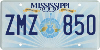 MS license plate ZMZ850