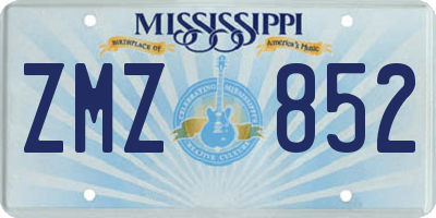 MS license plate ZMZ852