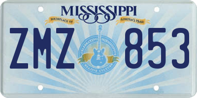 MS license plate ZMZ853