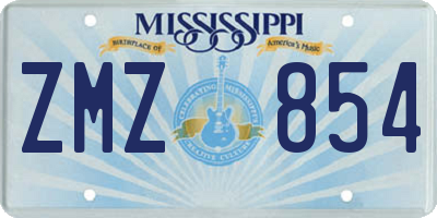 MS license plate ZMZ854