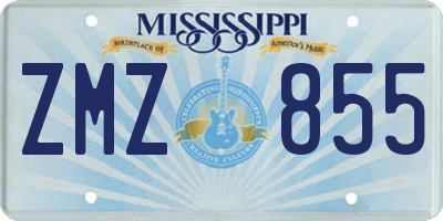 MS license plate ZMZ855