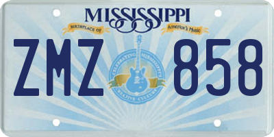 MS license plate ZMZ858