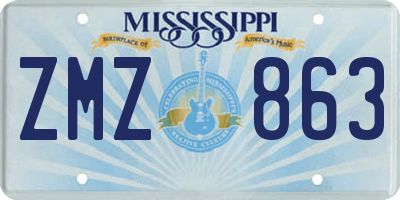 MS license plate ZMZ863