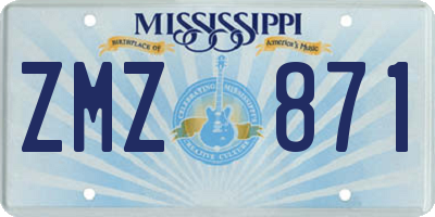 MS license plate ZMZ871
