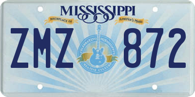 MS license plate ZMZ872