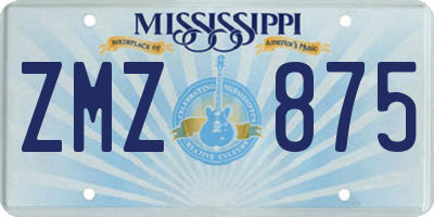 MS license plate ZMZ875