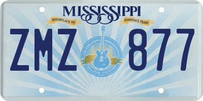 MS license plate ZMZ877