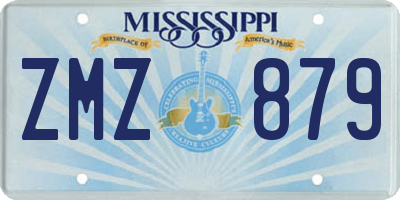 MS license plate ZMZ879