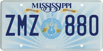 MS license plate ZMZ880