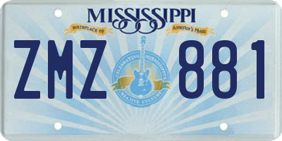 MS license plate ZMZ881