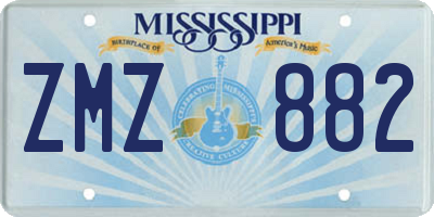 MS license plate ZMZ882