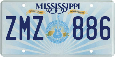 MS license plate ZMZ886