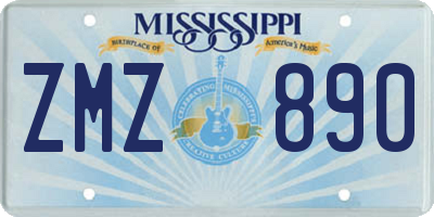 MS license plate ZMZ890