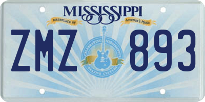 MS license plate ZMZ893