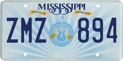 MS license plate ZMZ894