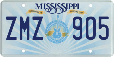 MS license plate ZMZ905