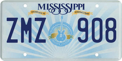 MS license plate ZMZ908