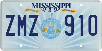 MS license plate ZMZ910