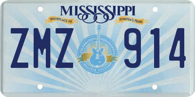 MS license plate ZMZ914