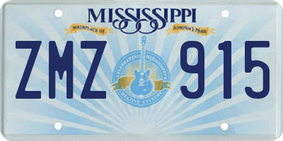 MS license plate ZMZ915