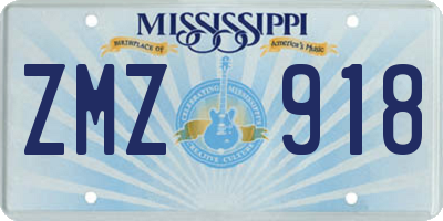MS license plate ZMZ918